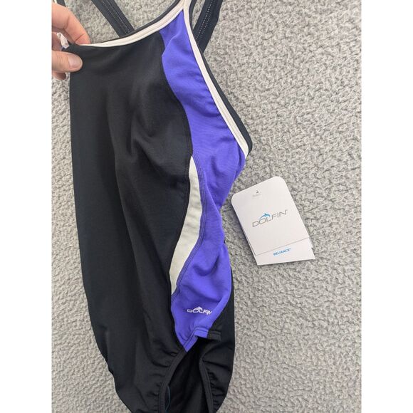 *NWT* Dolfin Women's Reliance Black/Purple/White Colorblock DBX Back size 30 - Picture 3 of 8